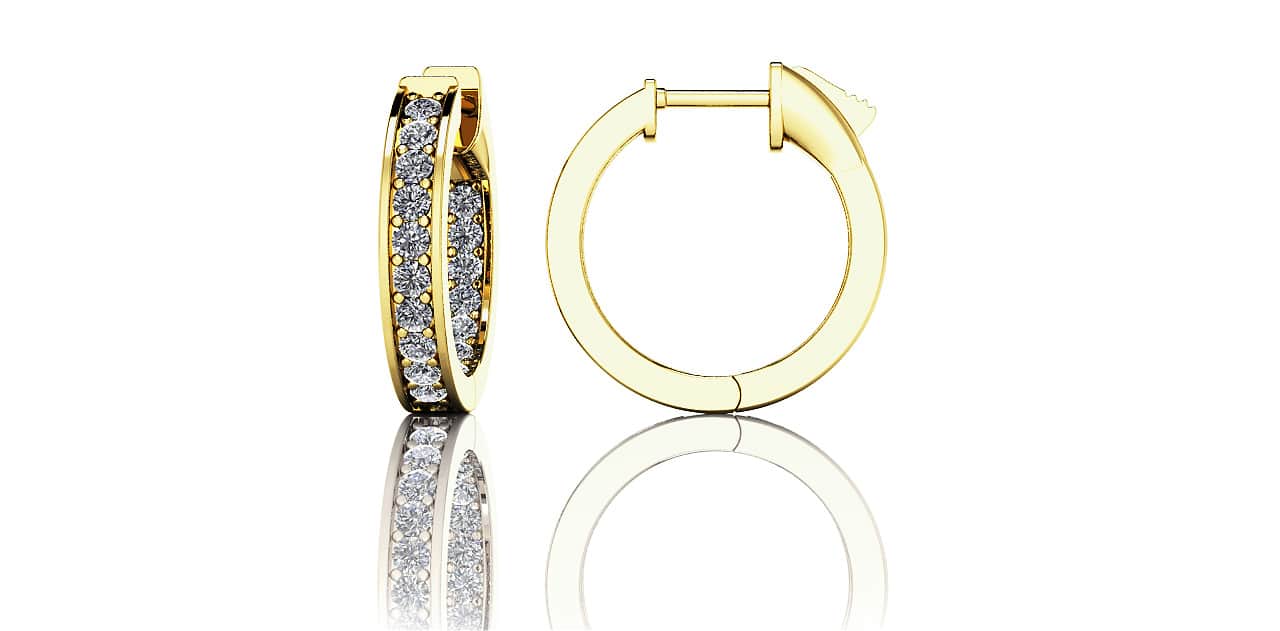 Petit Prong Set Diamond Lined Hoops Diamond with 0.66 ct.(finished) 1.5mm - Luxury Time NYC