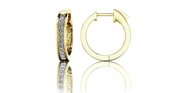 Petit Shared Prong Single Row Diamond Hoops Diamond with 0.30 ct.(finished) 1.3mm - Luxury Time NYC