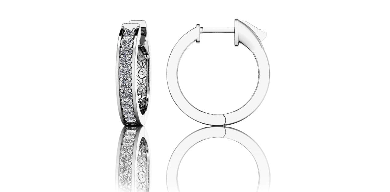 Petit Shared Prong Single Row Diamond Hoops Diamond with 0.30 ct.(finished) 1.3mm - Luxury Time NYC