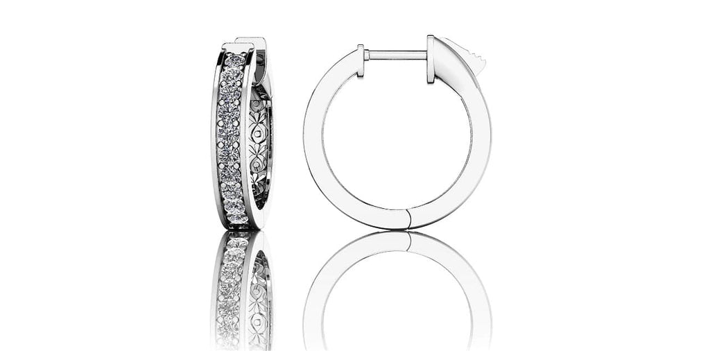 Petit Shared Prong Single Row Diamond Hoops Diamond with 0.39 ct.(finished) 1.5mm - Luxury Time NYC