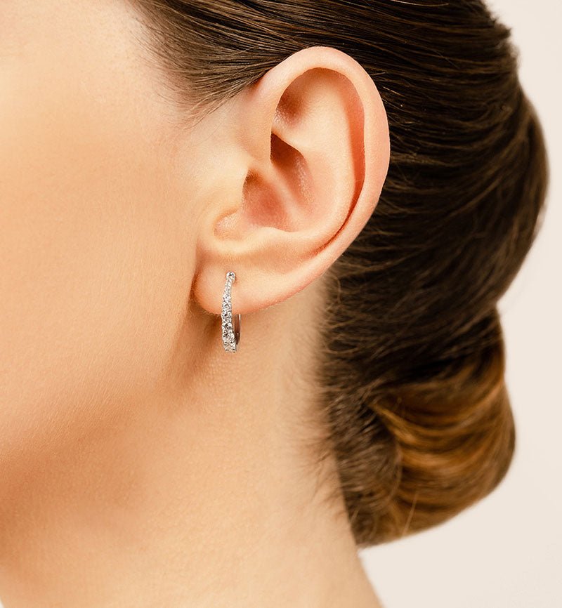 Petite Tapered Diamond Hoop Earrings with 0.71 ct.(finished) - Luxury Time NYC