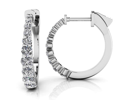 Petite Tapered Diamond Hoop Earrings with 0.71 ct.(finished) - Luxury Time NYC