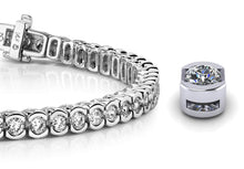 Load image into Gallery viewer, Pillow Bezel Set Diamond Tennis Bracelet with 10.50 ct.(finished) 4.0mm - Luxury Time NYC