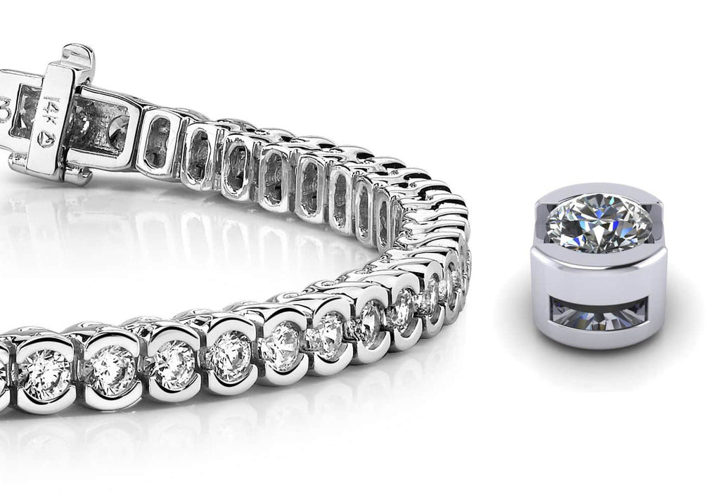 Pillow Bezel Set Lab - Grown Diamond Tennis Bracelet with 10.50 ct.(finished) 4.0mm - Luxury Time NYC