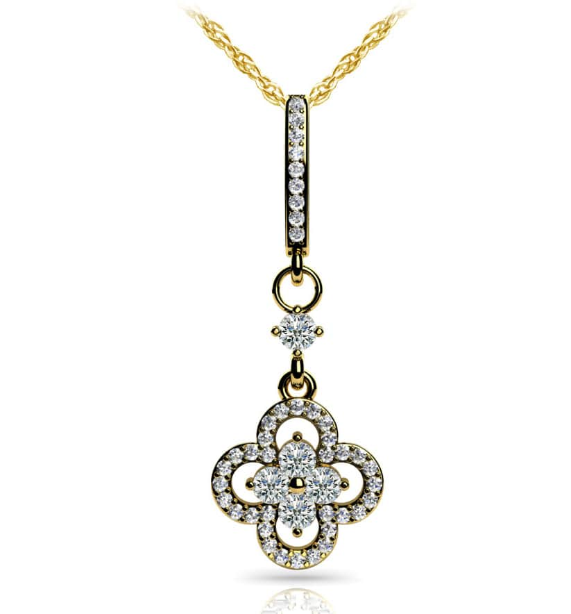 Precious Petals Diamond Pendant with 1.00 ct.(finished) 1.3mm, 3.2mm - Luxury Time NYC