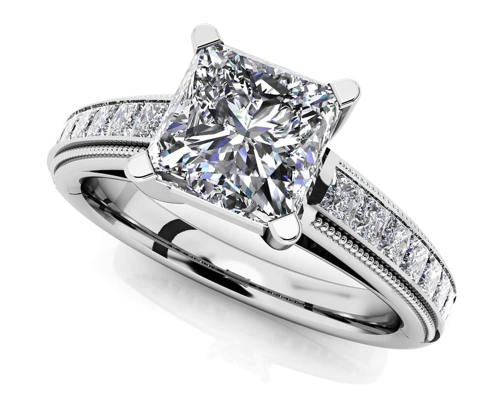 Princess Bride Diamond Engagement Ring with 0.92 ct. (0.50 ct. center diamond) - Luxury Time NYC