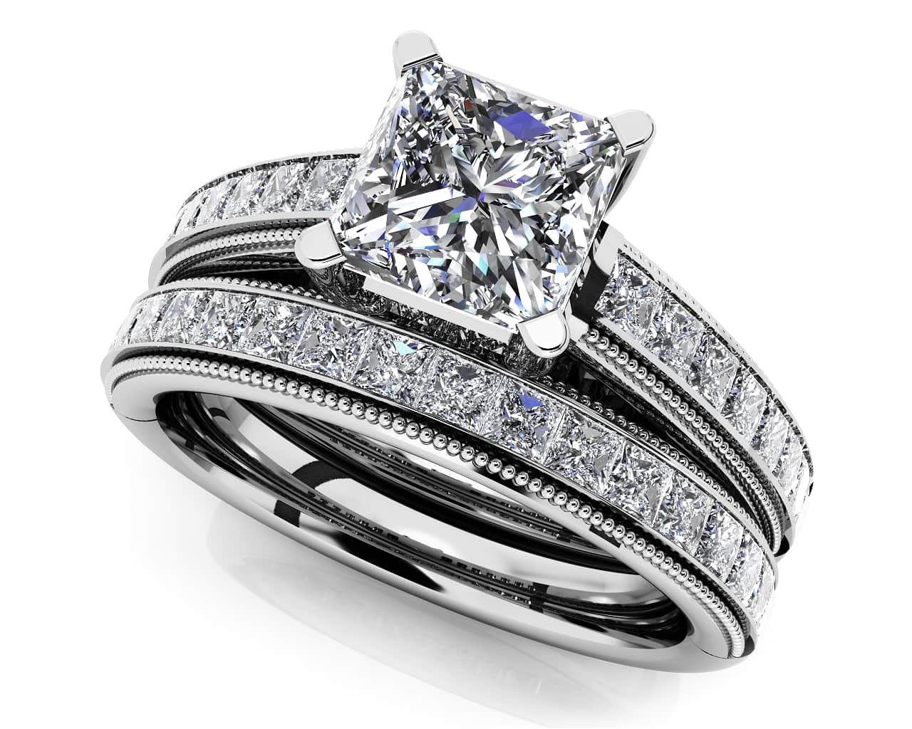 Princess Bride Lab-Grown Diamond Bridal Set with 2.88 ct. (2.00 ct. ce ...