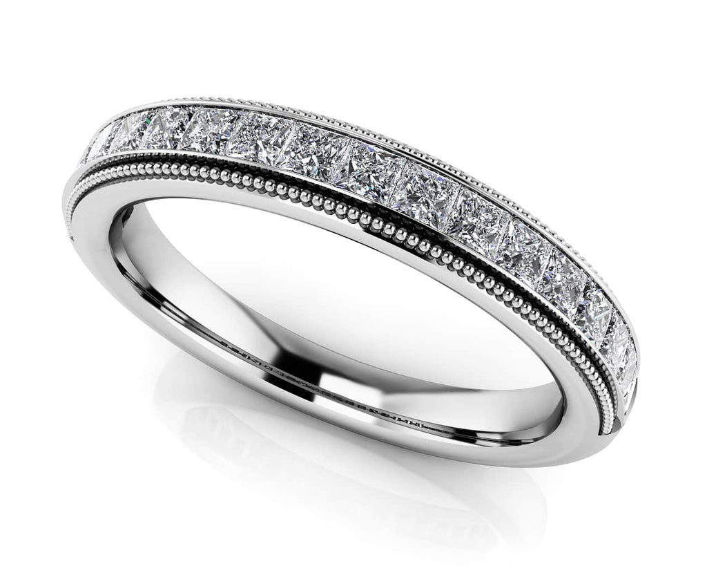 Princess Bride Milgrain Anniversary Band Diamond with 0.47 ct.(finished) 1.5mm - Luxury Time NYC