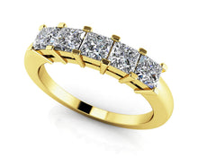 Load image into Gallery viewer, Princess Cut 5 Stone Anniversary Diamond Ring with 0.75 ct.(finished) 3mm - Luxury Time NYC