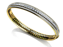 Load image into Gallery viewer, Princess Cut And Round Diamond Bangle with 3.77 ct.(finished) 1.3mm, 2.3mm - Luxury Time NYC