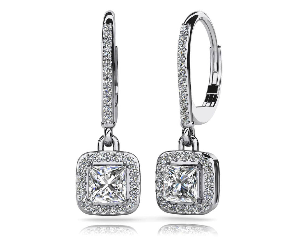 Princess Cut Diamond Allure Earrings Lab - Grown Diamond with 1.09 ct. (2X0.40 ct. center diamonds) - Luxury Time NYC