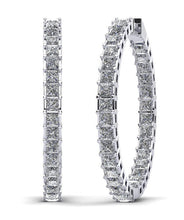 Load image into Gallery viewer, Princess Cut Diamond Hoop Earrings Large Diamond with 14.95 ct.(finished) 3.5mm - Luxury Time NYC