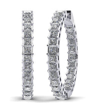 Load image into Gallery viewer, Princess Cut Diamond Hoop Earrings Medium Diamond with 11.75 ct.(finished) 3.5mm - Luxury Time NYC