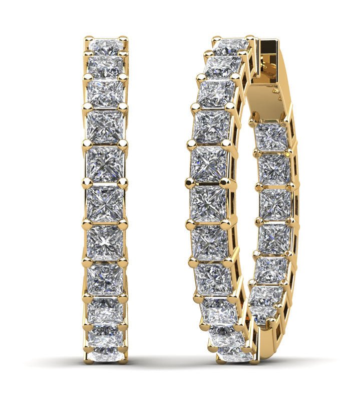 Princess Cut Diamond Hoop Earrings Small Diamond with 5.58 ct.(finished) 3mm - Luxury Time NYC