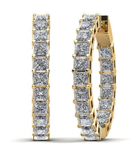 Load image into Gallery viewer, Princess Cut Diamond Hoop Earrings Small Diamond with 5.58 ct.(finished) 3mm - Luxury Time NYC