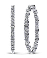 Load image into Gallery viewer, Princess Cut Diamond Hoop Earrings X Large Diamond with 12.09 ct.(finished) 3mm - Luxury Time NYC