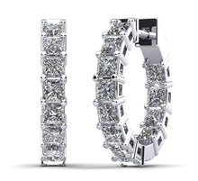 Load image into Gallery viewer, Princess Cut Diamond Hoop Earrings X Small Diamond with 3.72 ct.(finished) 3mm - Luxury Time NYC