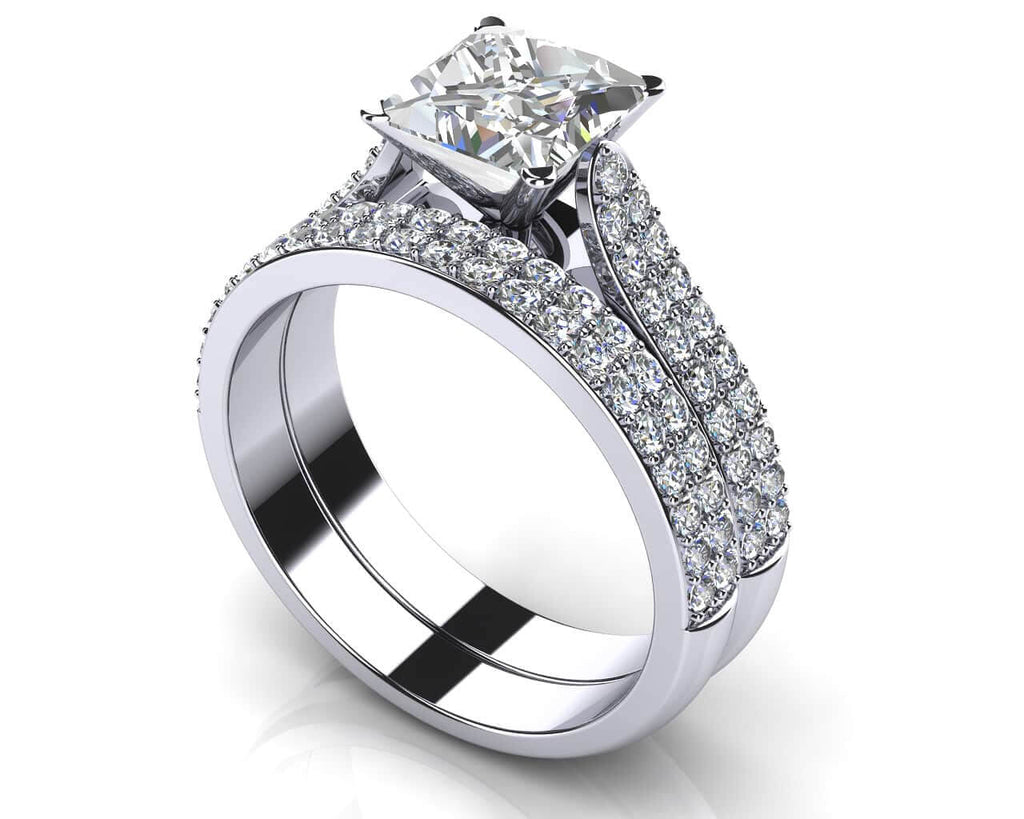 Princess Cut Diamond Splendor Bridal Set Diamond with 1.30 ct. (0.50 ct. center diamond) - Luxury Time NYC