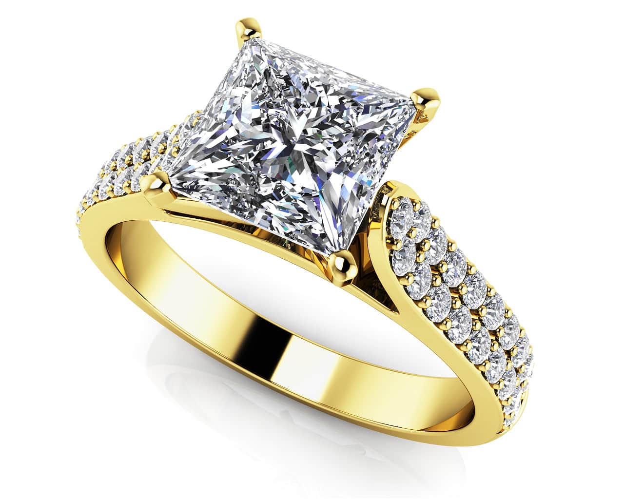 Princess Cut Diamond Splendor Diamond Engagement Ring with 0.88 ct. (0.50 ct. center diamond) - Luxury Time NYC