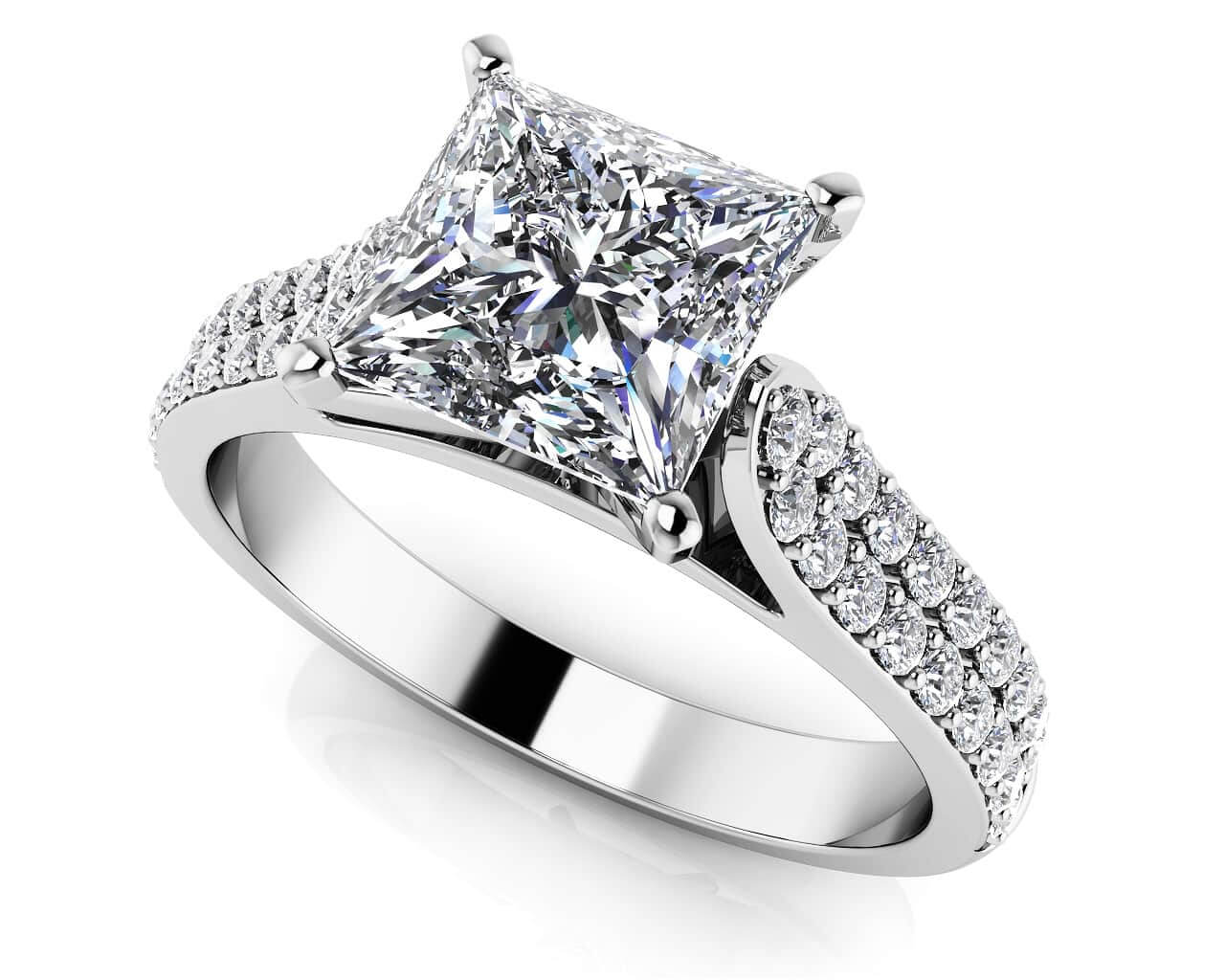 Princess Cut Diamond Splendor Diamond Engagement Ring with 0.88 ct. (0.50 ct. center diamond) - Luxury Time NYC