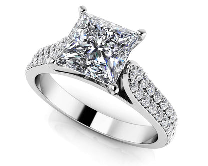 Princess Cut Diamond Splendor Diamond Engagement Ring with 0.88 ct. (0.50 ct. center diamond) - Luxury Time NYC