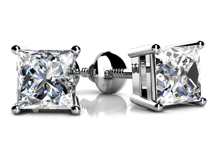 Princess Cut Diamond Stud Earrings with 0.25 ct.(finished) 2.75mm - Luxury Time NYC