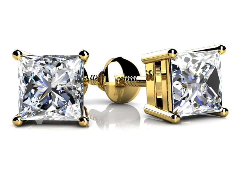 Princess Cut Lab - Grown Diamond Stud Earrings with 1.50 ct.(finished) 5mm - Luxury Time NYC