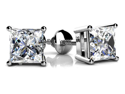 Princess Cut Lab - Grown Diamond Stud Earrings with 1.50 ct.(finished) 5mm - Luxury Time NYC