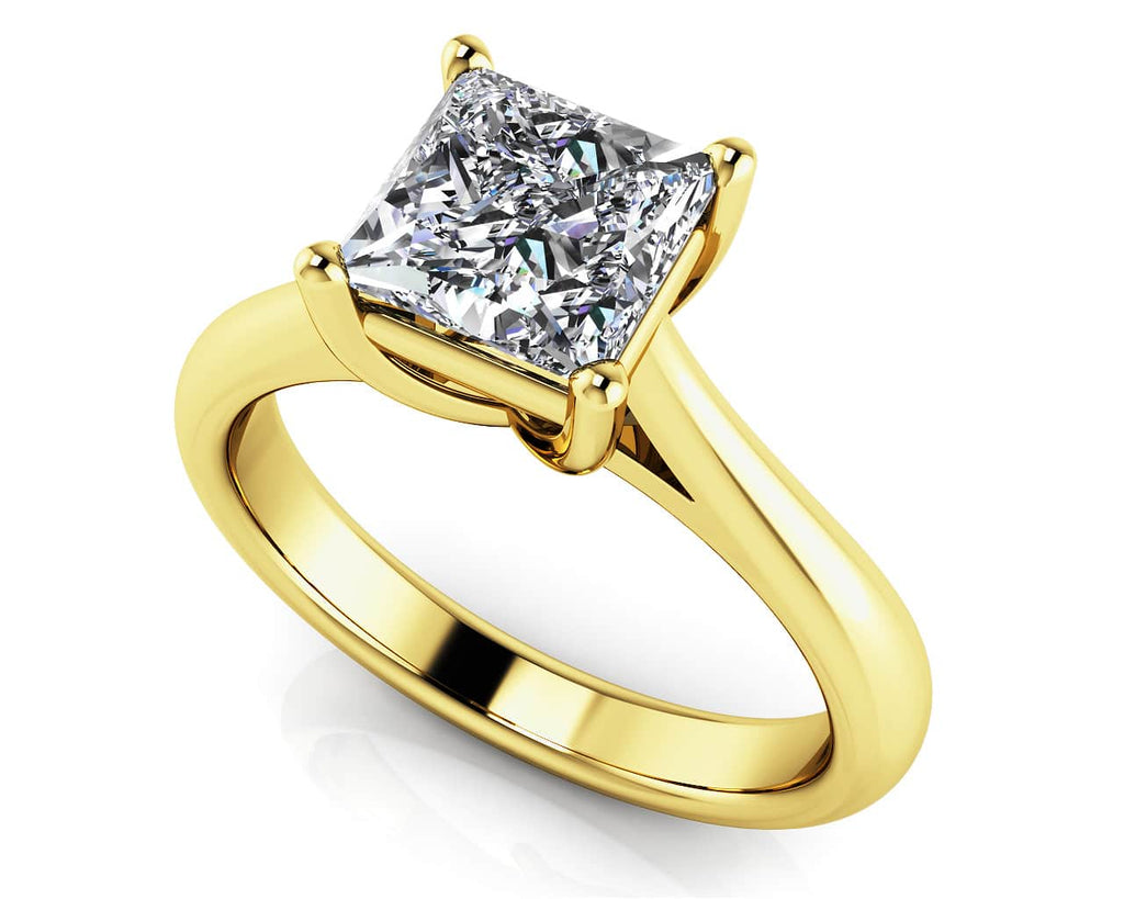 Princess Cut Solitaire Diamond Engagement Ring with 0.25 ct.(finished) 3.4mm - Luxury Time NYC