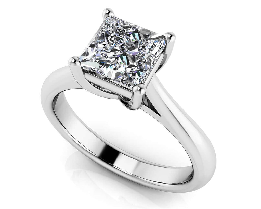 Princess Cut Solitaire Diamond Engagement Ring with 1.00 ct.(finished) 5.5mm - Luxury Time NYC