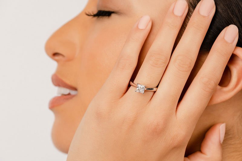 Princess Cut Solitaire Lab - Grown Diamond Engagement Ring with 0.25 ct.(finished) 3.4mm - Luxury Time NYC