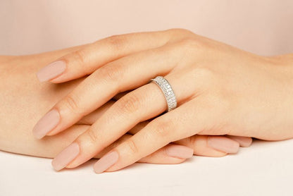 Princess Cut Three Row Anniversary Lab - Grown Diamond Ring with 1.43 ct.(finished) 1.5mm - Luxury Time NYC