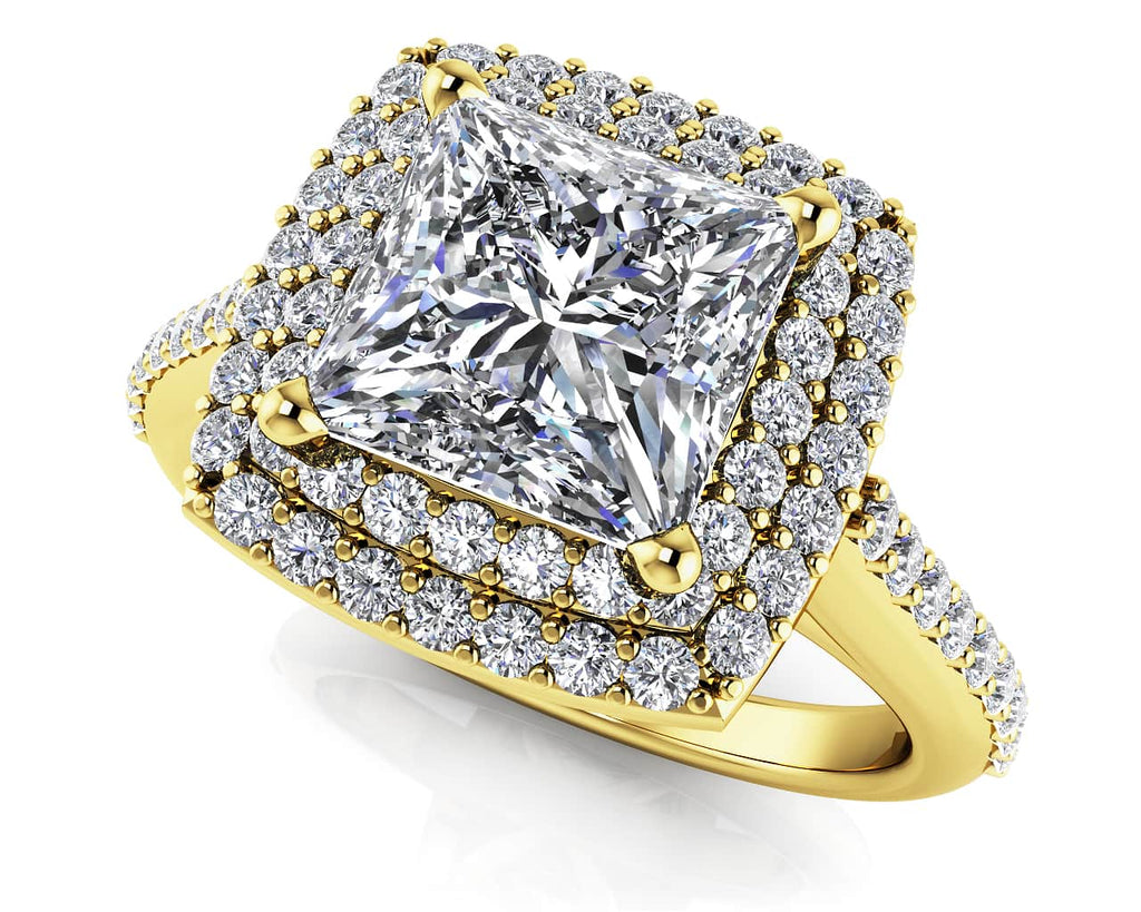 Princess Diamond Double Square Frame Ring Diamond with 0.88 ct. (0.50 ct. center diamond) - Luxury Time NYC