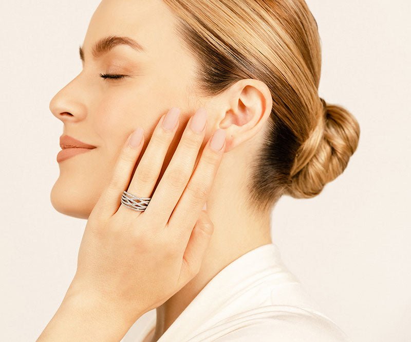 Prong Set Designer Diamond Anniversary Lab - Grown Diamond Ring with 0.88 ct.(finished) 1.1mm - Luxury Time NYC