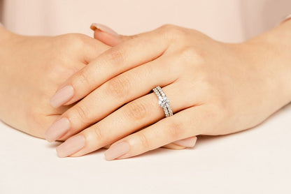 Prong Set Diamond Laden Bridal Set Diamond with 1.23 ct. (0.50 ct. center diamond) - Luxury Time NYC