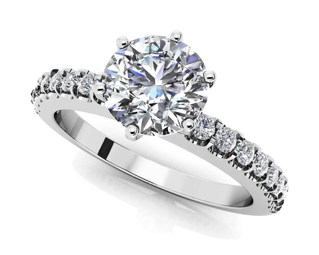 Prong Set Side Diamond Engagement Ring with 0.74 ct. (0.50 ct. center diamond) - Luxury Time NYC