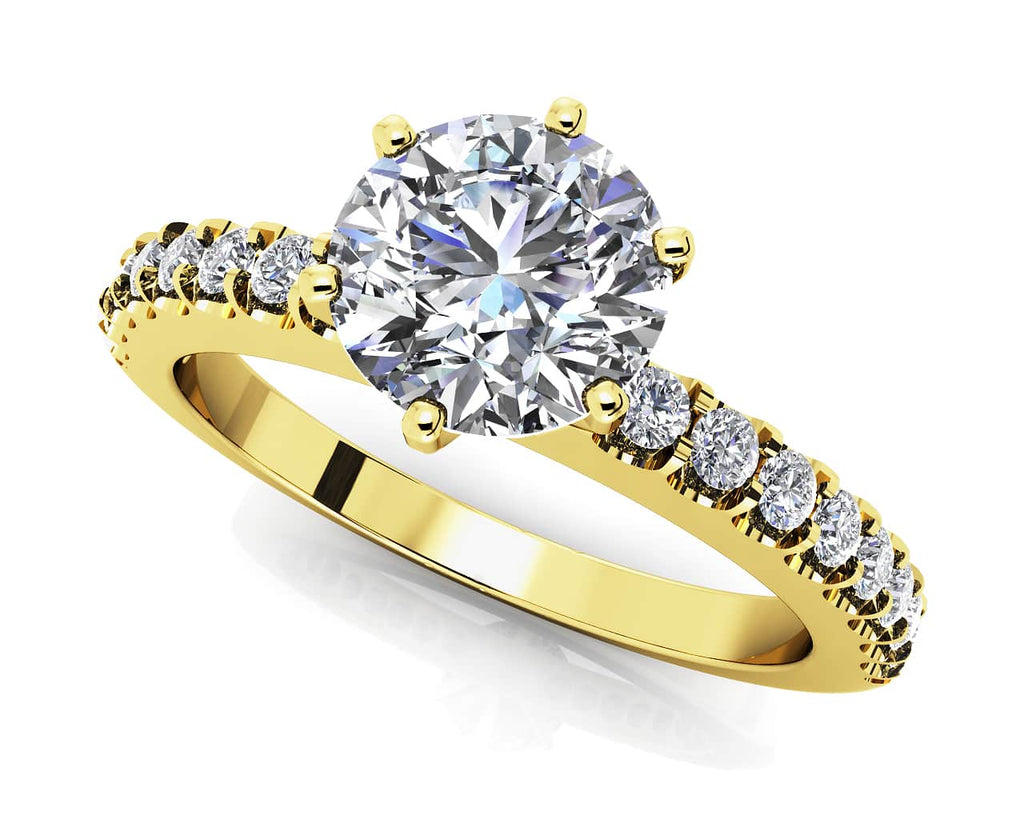 Prong Set Side Diamond Engagement Ring with 0.99 ct. (0.75 ct. center diamond) - Luxury Time NYC