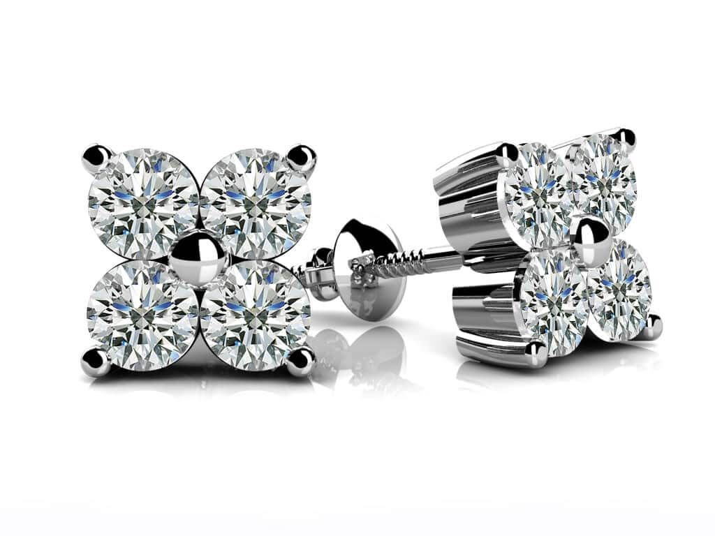 Quad Block Diamond Studs Solitaire Earrings Diamond with 0.72 ct.(finished) 2.7mm - Luxury Time NYC