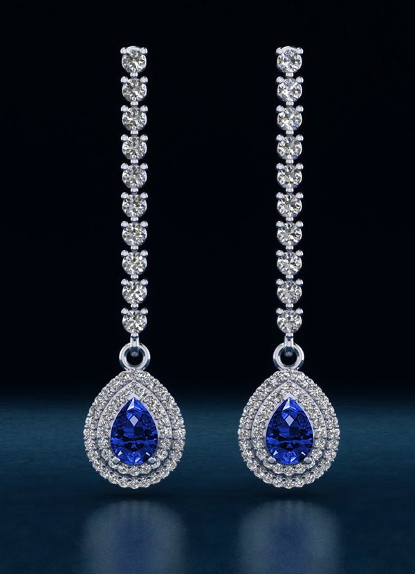 Radiant Beauty Diamond And Gem Pear Drop Lab - Grown Diamond Earrings with 3.08 ct.(finished) 7x5mm, 1mm, 2.3mm - Luxury Time NYC