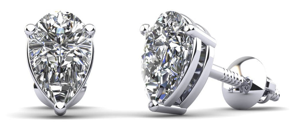 Radiant Romance Pear Shaped Stud Diamond Earrings with 1.00 ct.(finished) 7x4.5mm - Luxury Time NYC