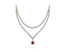 Load image into Gallery viewer, Ravishing Cushion Cut 2 Row 3 Prong Diamond Necklace with 16.10 ct.(finished) Ruby - Luxury Time NYC