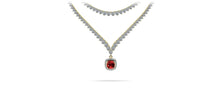 Load image into Gallery viewer, Ravishing Cushion Cut 2 Row 3 Prong Diamond Necklace with 16.10 ct.(finished) Ruby - Luxury Time NYC