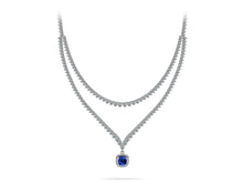 Load image into Gallery viewer, Ravishing Cushion Cut 2 Row 3 Prong Diamond Necklace with 16.10 ct.(finished) Sapphire - Luxury Time NYC