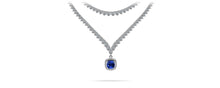 Load image into Gallery viewer, Ravishing Cushion Cut 2 Row 3 Prong Diamond Necklace with 16.10 ct.(finished) Sapphire - Luxury Time NYC