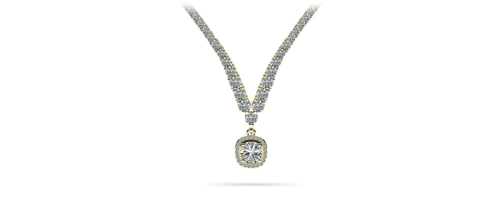 Ravishing Cushion Cut 4 Prong V Diamond Necklace with 10.13 ct.(finished) - Luxury Time NYC