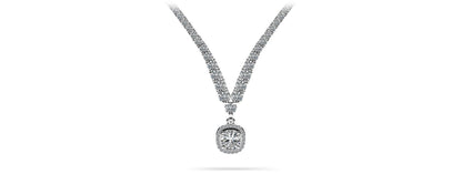 Ravishing Cushion Cut 4 Prong V Diamond Necklace with 10.13 ct.(finished) - Luxury Time NYC