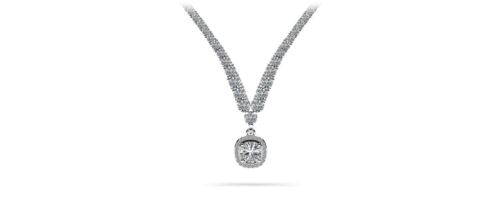 Ravishing Cushion Cut 4 Prong V Diamond Necklace with 10.13 ct.(finished) - Luxury Time NYC