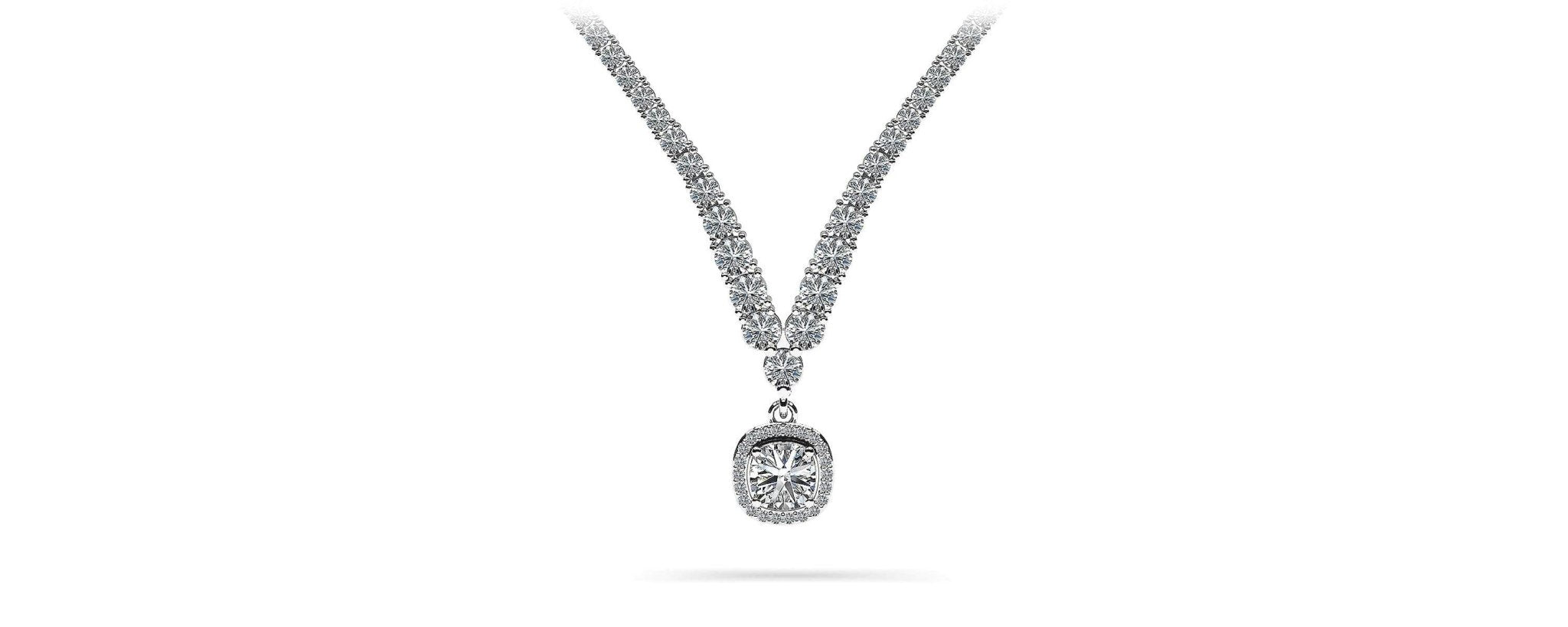 Ravishing Cushion Cut 4 Prong V Diamond Necklace with 9.60 ct.(finished) - Luxury Time NYC