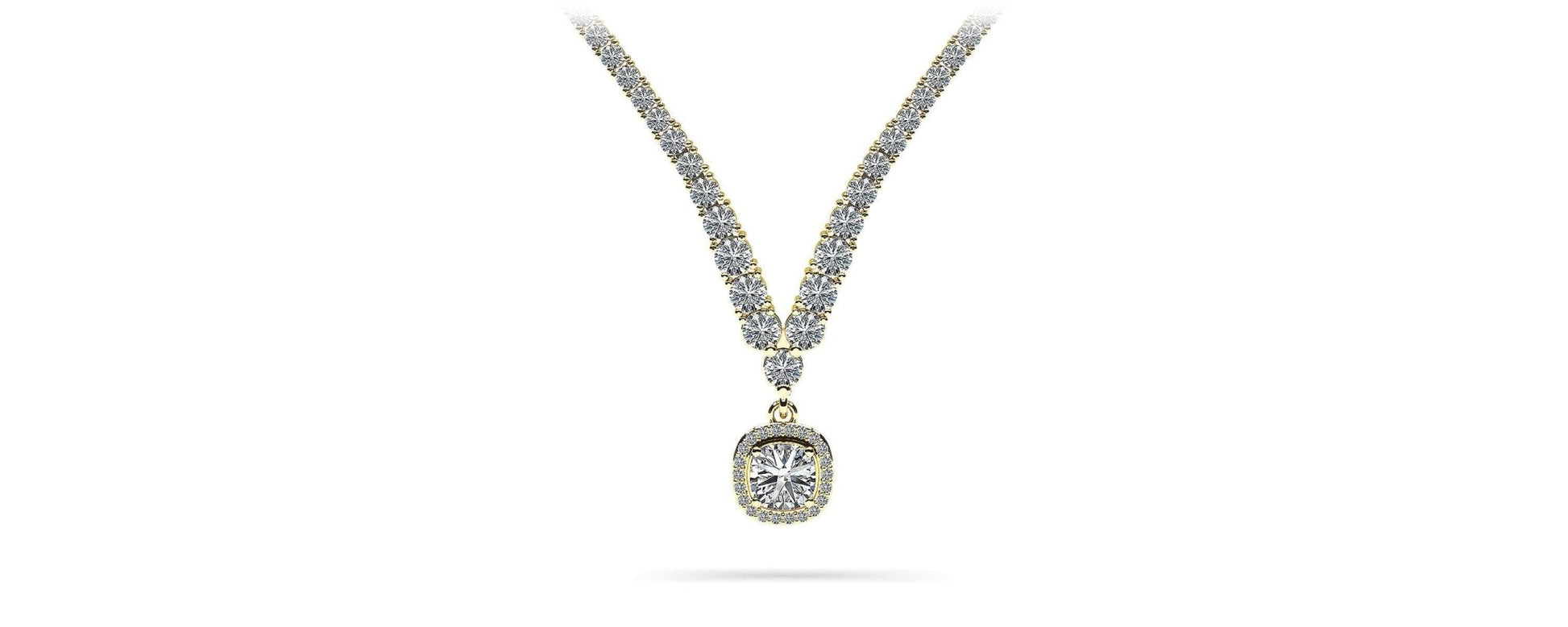 Ravishing Cushion Cut 4 Prong V Lab - Grown Diamond Necklace with 9.60 ct.(finished) - Luxury Time NYC
