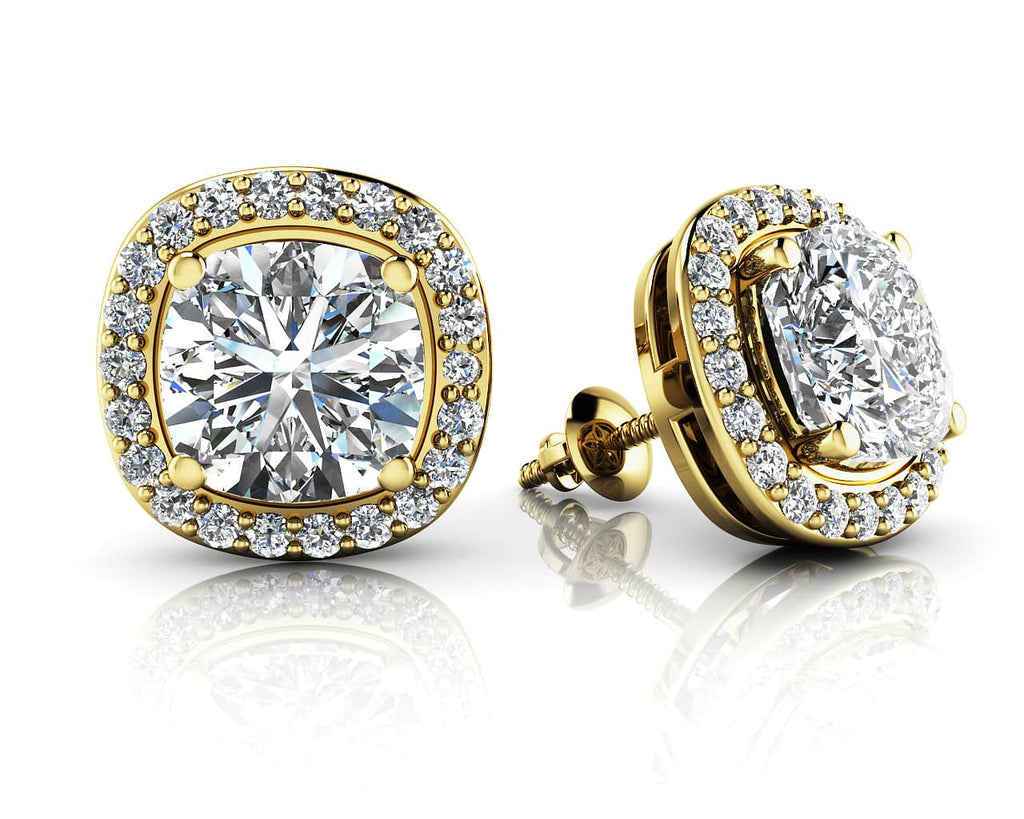 Ravishing Cushion Cut Diamond Diamond Studs with 1.22 ct. (2X0.50 ct. center diamonds) - Luxury Time NYC